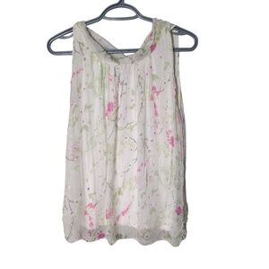 ELENA Baldi Silk Floral‎ Sleeveless Top Tie Back Size Medium Feminine Flowy